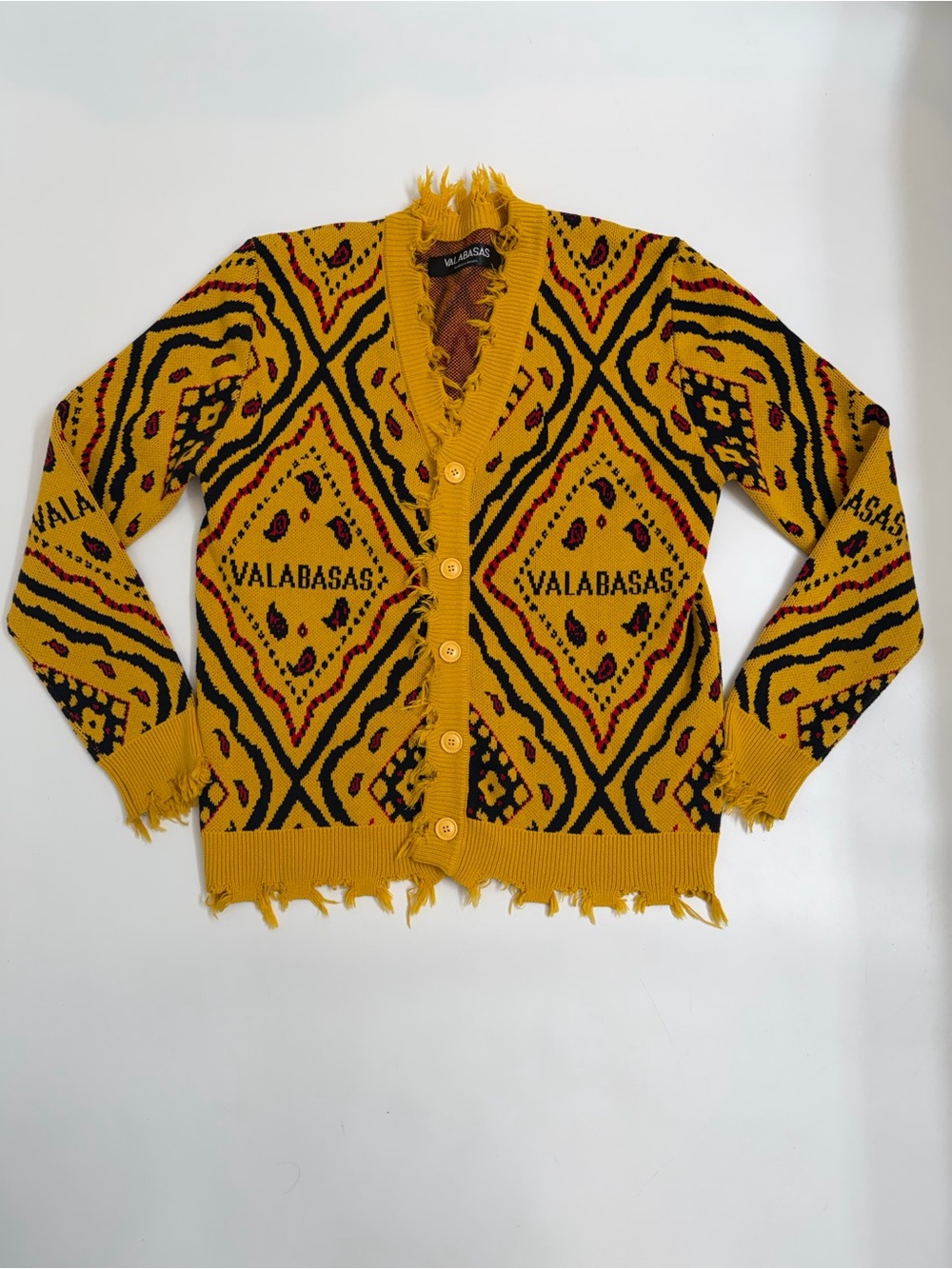 VALABASAS Men’s Distressed Cotton‎ Knit Cardigan Sweater Size Medium
